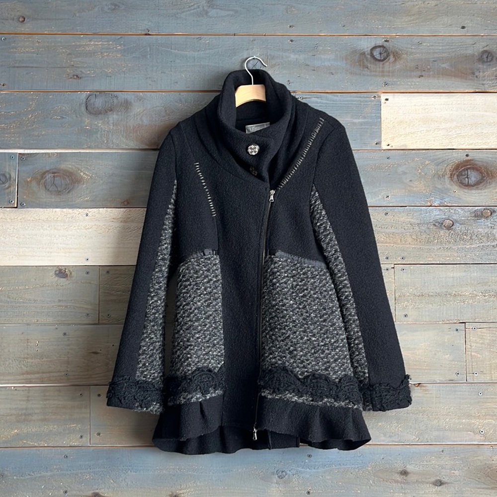 Deca de Vous a Nous Made In France Artisan Wool Blend Ruffle Cardigan